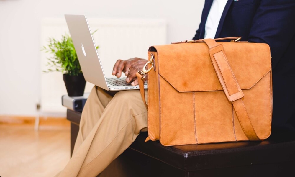 man using one of the best office bag brands in india